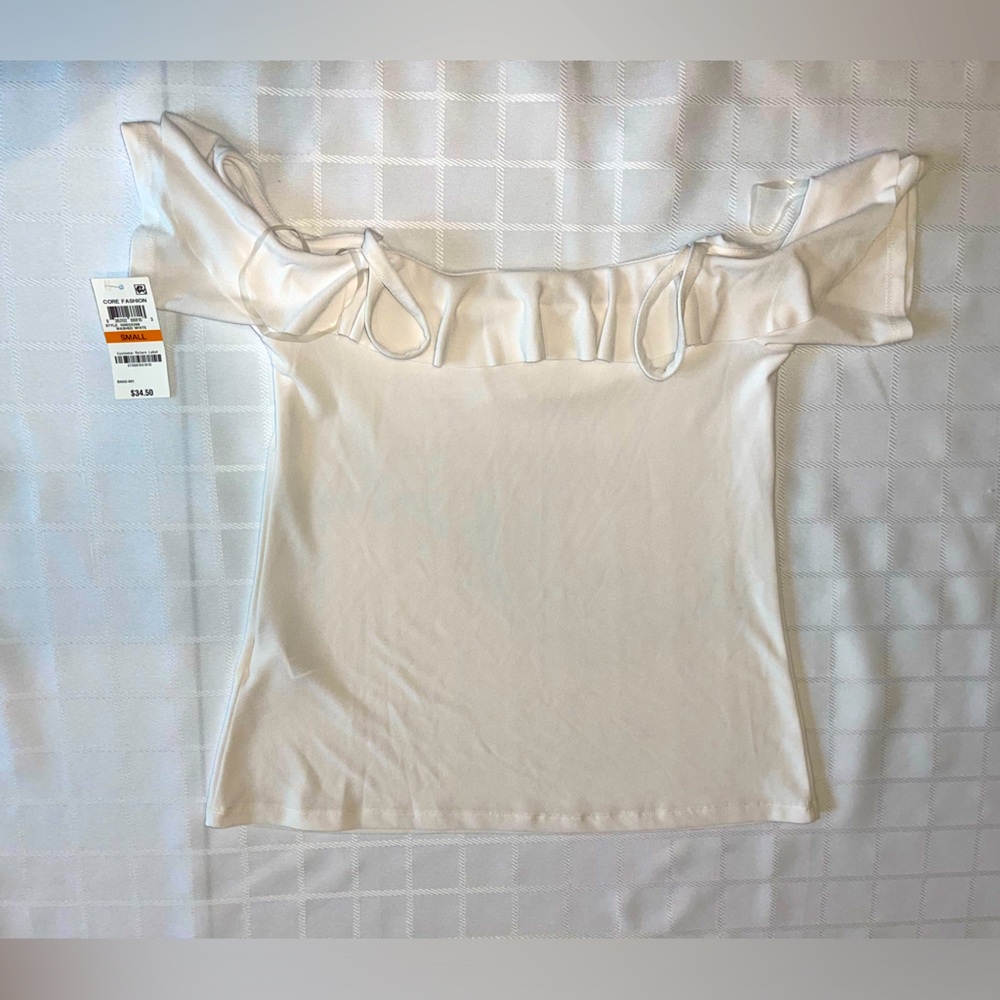bohemian white blouse ruffle off the shoulder size small